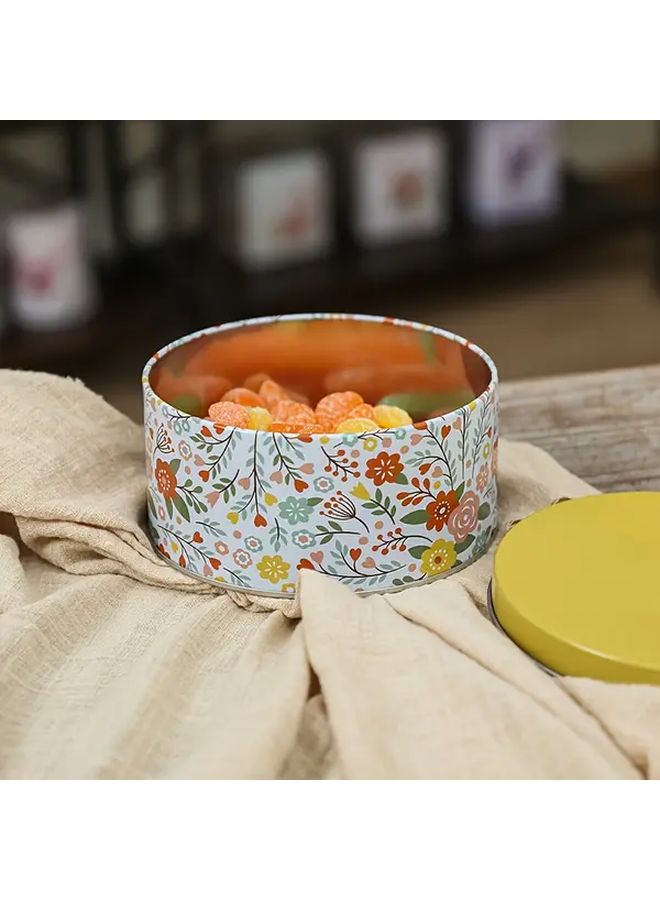 Small 3 Tier Metal Canister Set With Lids Floral Design Round Desktop Storage For Snacks Candy Kitchen Organization - Image 3
